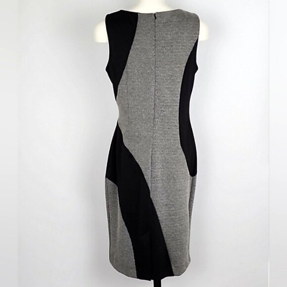 Cleo Sleeveless Dress Black Grey Boat Neckline Knee Length Fitted Size 10 - Picture 2 of 12